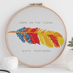 PATTERN: Hope is the thing with feathers - pdf cross stitch chart - instant download