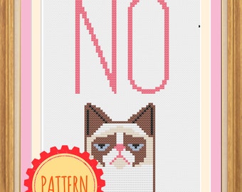 PATTERN: NO, Grumpy Cat pdf cross stitch chart - instant download