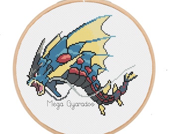 PATTERN: Mega Gyrados Pokemon - pdf chart - instant download