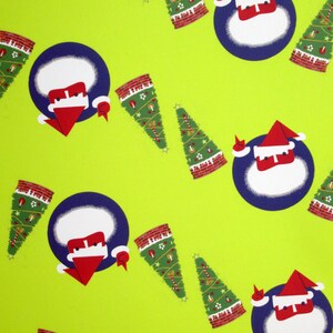 Geometric Santa Retro Christmas Tree Wrapping Paper Novelty 1950s Style Decoration KiTSCHY  Kitschmas Yellow Holiday Gift Wrap