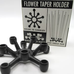 Vintage 60s La Cresta Flower Taper Candle Holder Space Age Satellite  Old Stock  Original Box Spider Mid Century