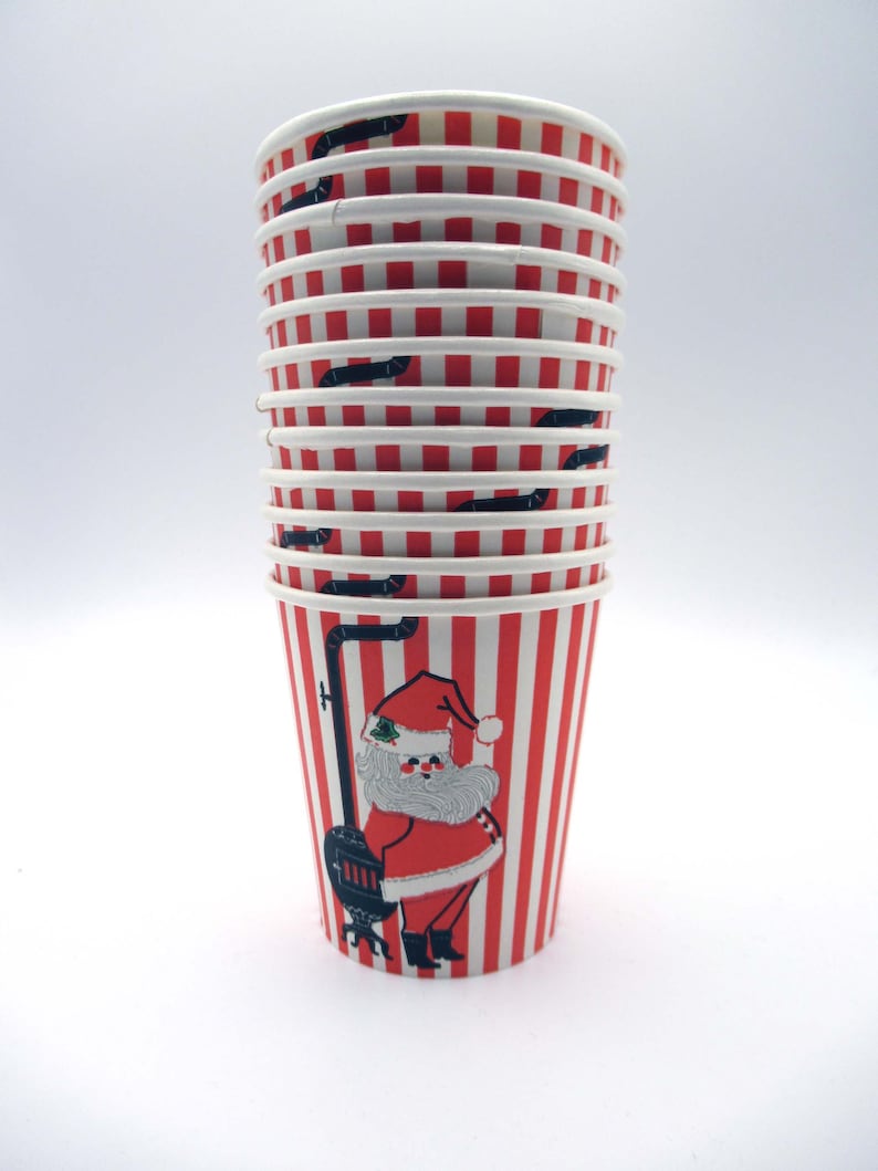Vintage 60s Stripe Santa Paper Party Cups Most Adorable Lot Christmas ...