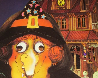 NOS, maschera di Halloween vintage degli anni ’80, segno distintivo di Willa, strega e ragno, decorazione fustellata, divertente, spettrale, stregoneria, artigianato, carta infestata dai fantasmi
