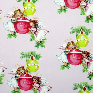 Retro Pretty Little Angels Christmas Wrapping Paper Novelty 50s Decoration KiTSCHY  Kitschmas Cutie Pink Holiday Gift Wrap