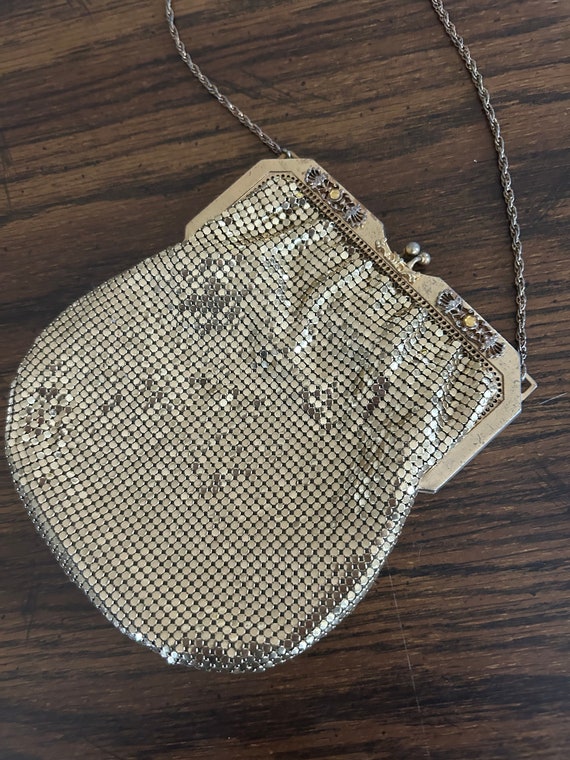 Antique Whiting and Davis gold mesh handbag - image 2