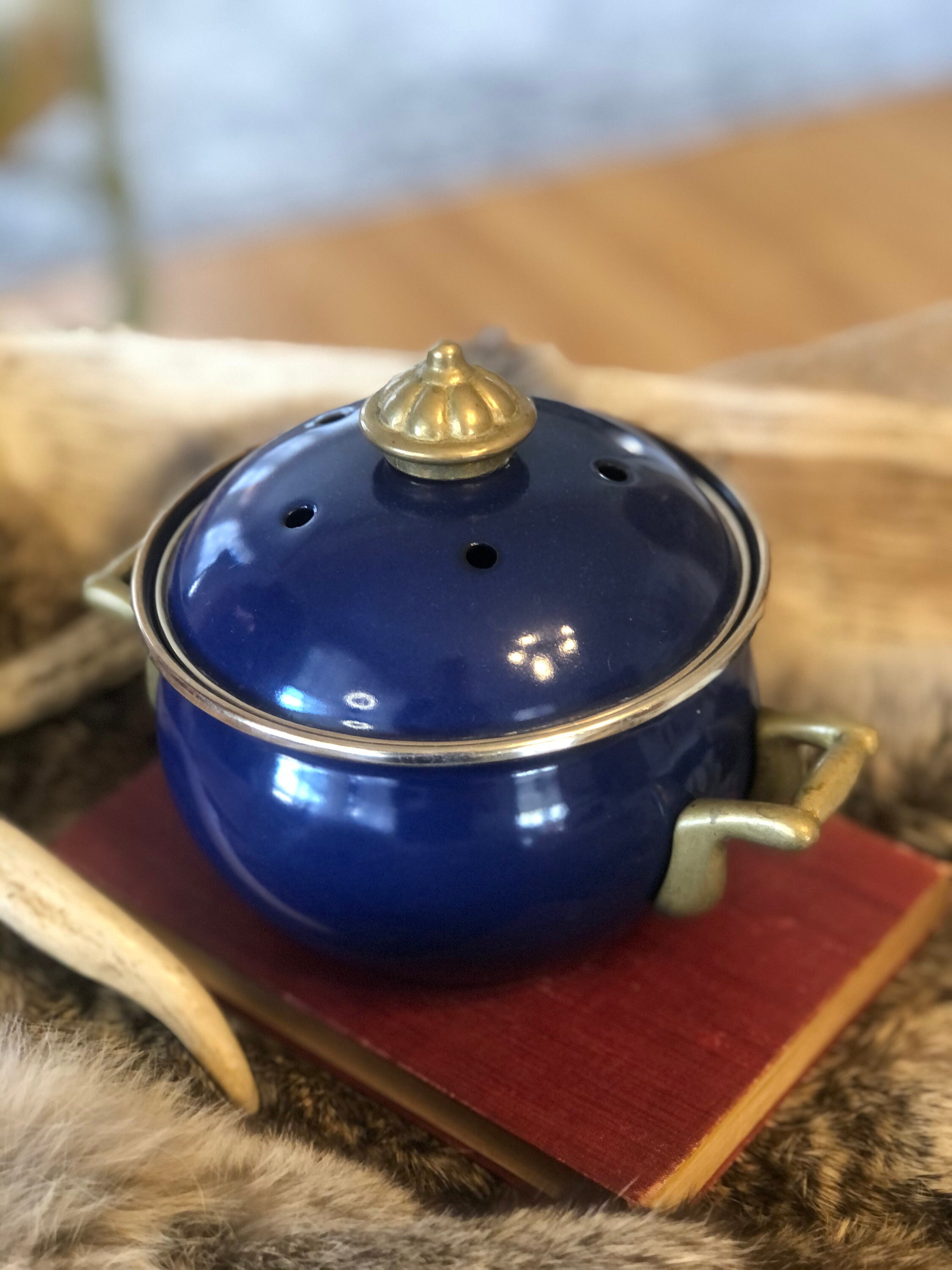 Vintage Enamel Incense Holder with Lid Etsy