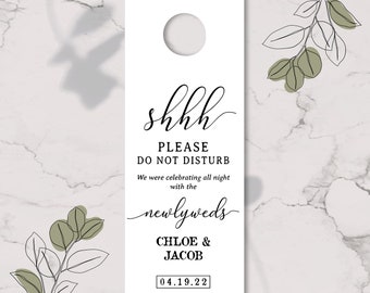 Editable Wedding Door Hanger Template - Do not Disturb - Wedding Hotel Welcome Bag for Guests