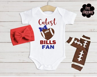 Cutest football fan baby bodysuit, Buffalo football baby bodysuit, football bodysuit, baby shower gift