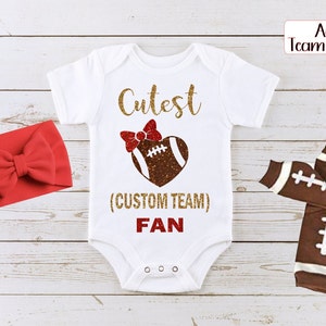 Custom football outfit for baby girl, Cutest football fan baby bodysuit, football baby bodysuit, baby shower gift, sports outfit