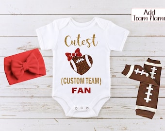 Custom football outfit for baby girl, Cutest football fan baby bodysuit, football baby bodysuit, baby shower gift, sports outfit