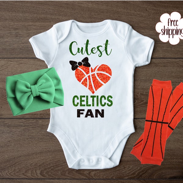 Cutest basketball fan baby bodysuit, Boston basketball bodysuit, Boston basketball baby gift, baby shower gift