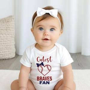 Cutest Baseball fan baby bodysuit, Atlanta baseball, Atlanta baby gift, baby shower gift image 2