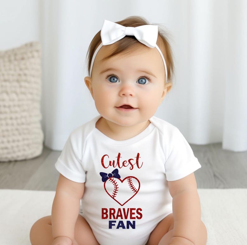 Cutest Baseball fan baby bodysuit, Atlanta baseball, Atlanta baby gift, baby shower gift image 2