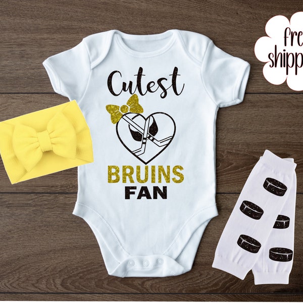 Cutest hockey fan baby bodysuit, hockey baby bodysuit, Boston hockey baby gift, Boston hockey, baby shower gift