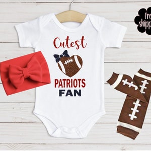 Cutest football fan baby bodysuit, NE football, New England bodysuit, baby shower gift