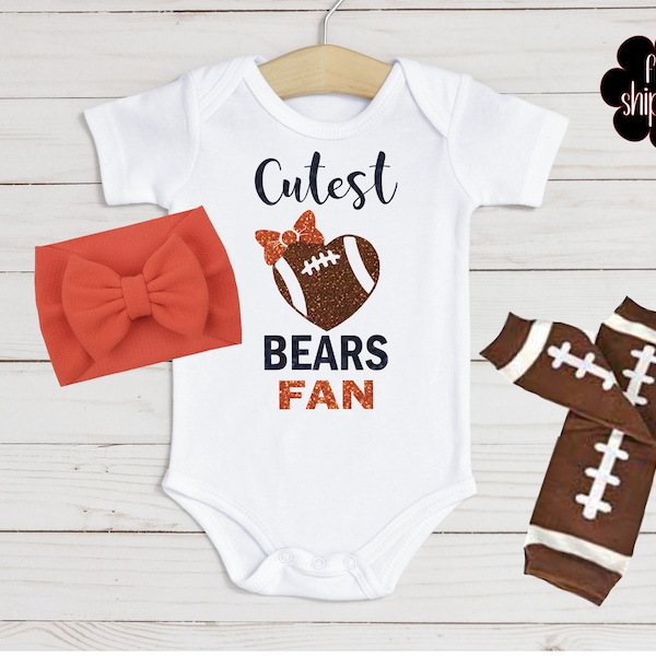 Cutest football fan baby bodysuit, Chicago football, Chicago bodysuit, baby shower gift