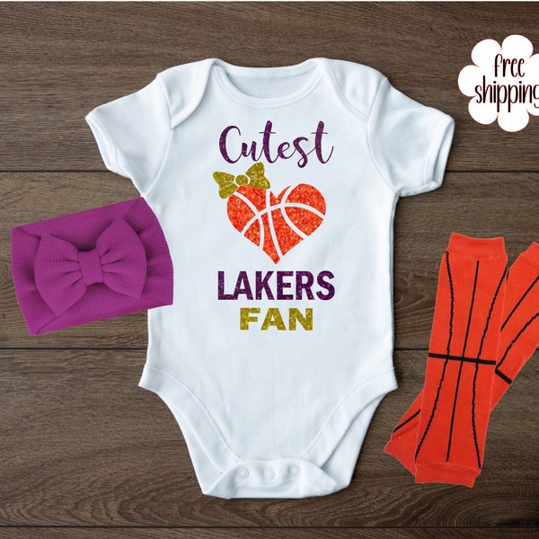 Cutest basketball fan baby bodysuit, LA basketball, LA basketball baby gift, baby shower gift