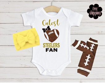 Cutest football fan baby bodysuit, Pittsburgh football, Pittsburgh bodysuit, baby shower gift