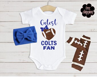 Cutest football fan baby bodysuit, Indy football, Indianapolis baby bodysuit, baby shower gift
