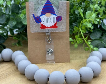 Buffalo gnome football retractable badge reel, medical badge reel, medical gift, nurse gift, teacher badge reel