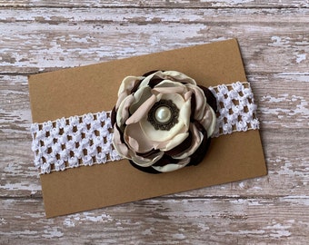 Fall colors flower baby headband