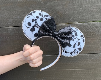 Skeleton inspired Mouse ears, Mouse headband, park ears, Halloween ears