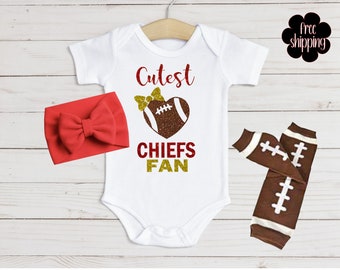 Cutest football fan baby bodysuit, KC football, K City bodysuit, baby shower gift