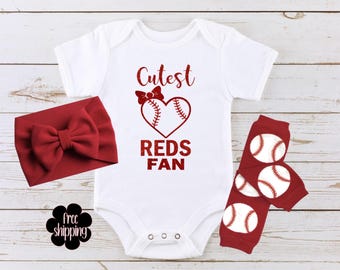 Cutest baseball fan baby bodysuit, Cincinnati baseball, Cincinnati baseball baby gift, baby shower gift