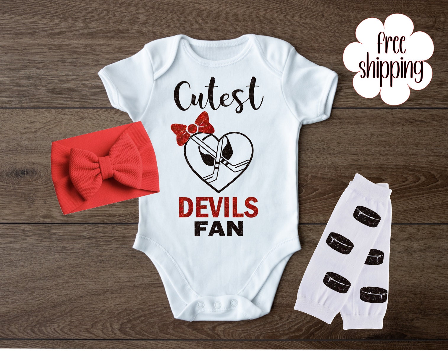 Newborn & Infant Black New Jersey Devils Let's Go Team Bodysuit