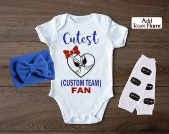 Custom hockey outfit for baby girl, Cutest hockey fan baby bodysuit, hockey baby bodysuit,  baby gift, baby shower gift, baby sports outfit