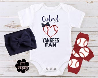 Cutest baseball fan baby bodysuit, NY baseball, NY baby gift, baby shower gift