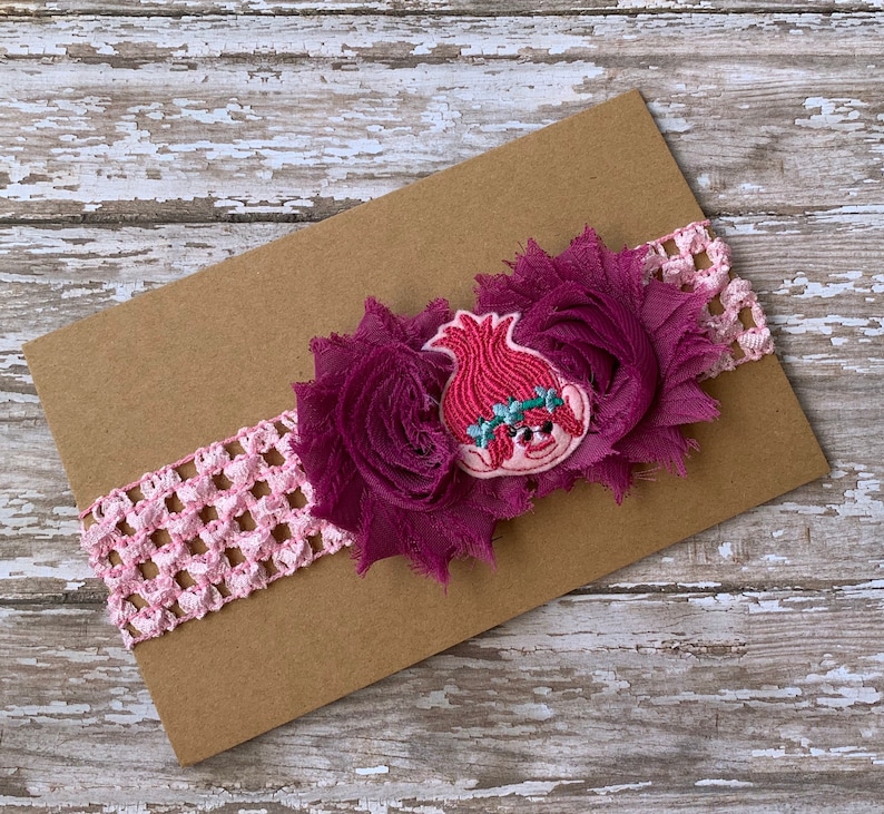 Poppy shabby flower baby headband