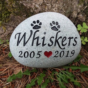 Pet memorial stone cat or dog personalized engraved small river stone. Pet remembrance gift. Pet loss gift. Pet gravestone. Pet marker.