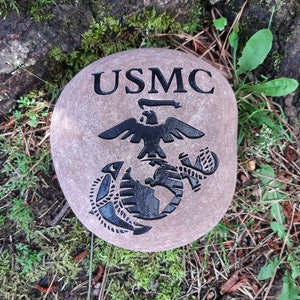 United States Marine Corps Eagle Globe Anchor engraved river stone, Marine Corps Gift, Marine Corps veteran, EGA, USMC.