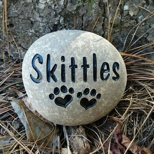Pet memorial stone personalized cat or dog engraved 4 to 5 inch real river stone. Pet gravestone, memorial pet, pet loss memorial.