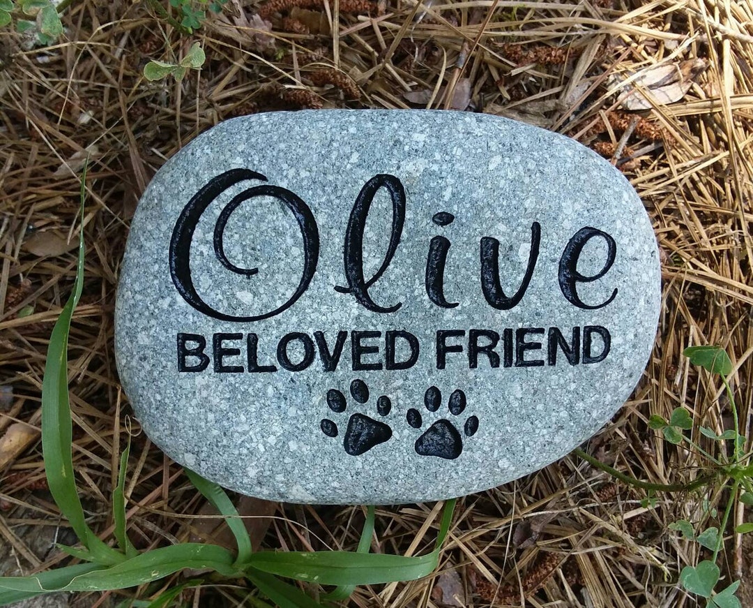 Pet Memorial Dog or Cat Personalized Engraved 5 Inch River Stone Etsy