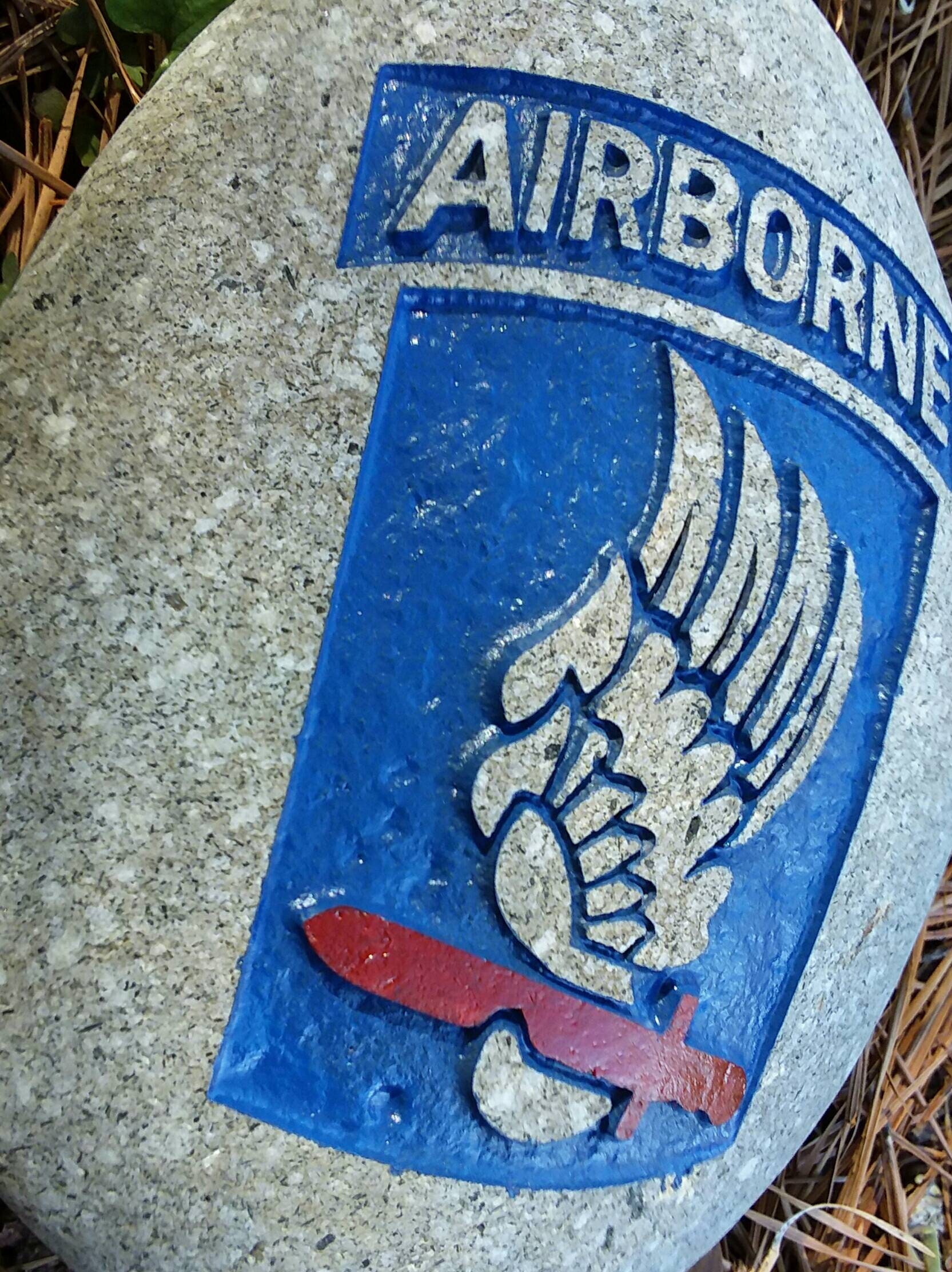 Army 173rd Airborne Brigade Patch Logo Engraved on a River Stone, Army ...