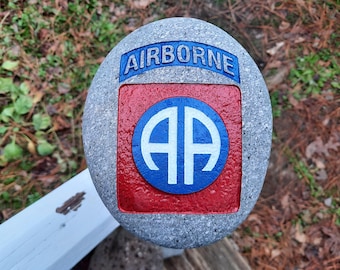 Army 82nd Airborne Logo engraved river stone, 82nd Airborne, 82nd Airborne gift , Special Forces gift,