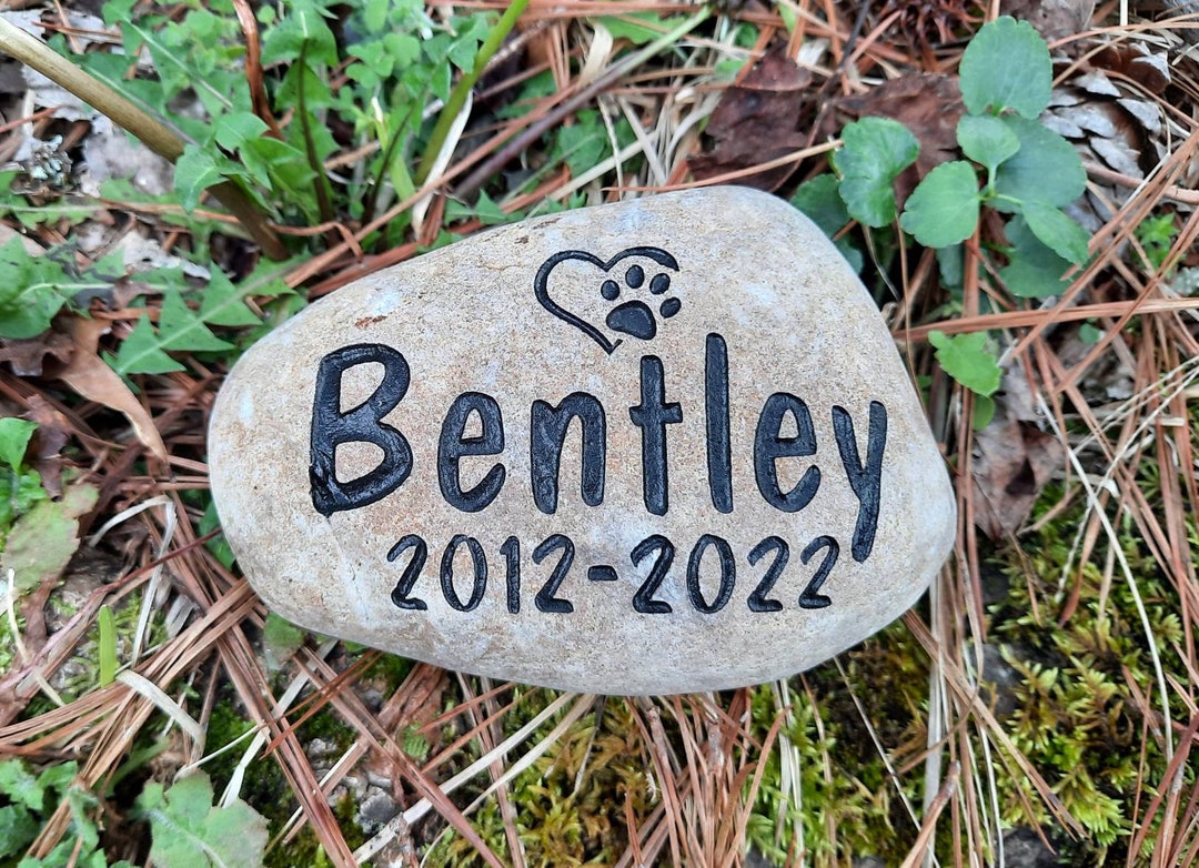 Pet Memorial Stone Dog or Cat Personalized Engraved River Stone. Pet
