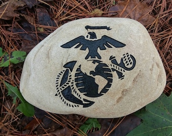 United States Marine Corps Eagle Globe Anchor engraved river stone, EGA gift, Marine Corps gift, USMC, Eagle Globe Anchor gift, Marines