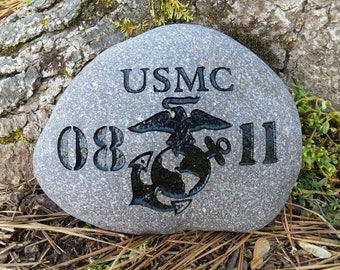United States Marine Corps MOS personalized engraved river stone, eagle globe and anchor, Marine Corps, USMC, Marine Corps Gift