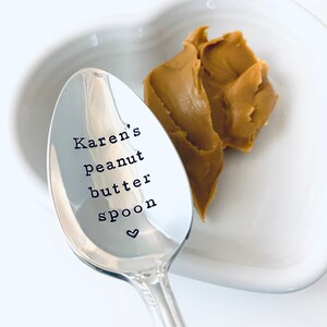 Custom Peanut Butter Spoon - Name Spoon - Vintage Hand Stamped Silver Plate Spoon - Personalized Spoons - Peanut Butter Lover Spoon