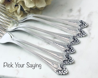 Ready to ship wedding forks Mr. & Mrs. wedding cake forks, Always Forever hand stamped fork set, Custom Engagement Silverplated forks
