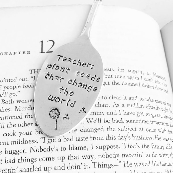 Vintage Spoon Bookmark - Teacher gift idea - Flattened hand stamped spoon bookmark - Engraved gifts for teachers - Unique Christmas gifts
