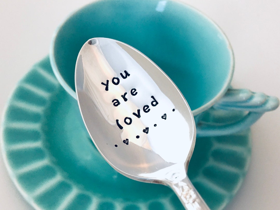 Vintage Hand Stamped Spoons, You Are Loved Spoons, Silver Plated