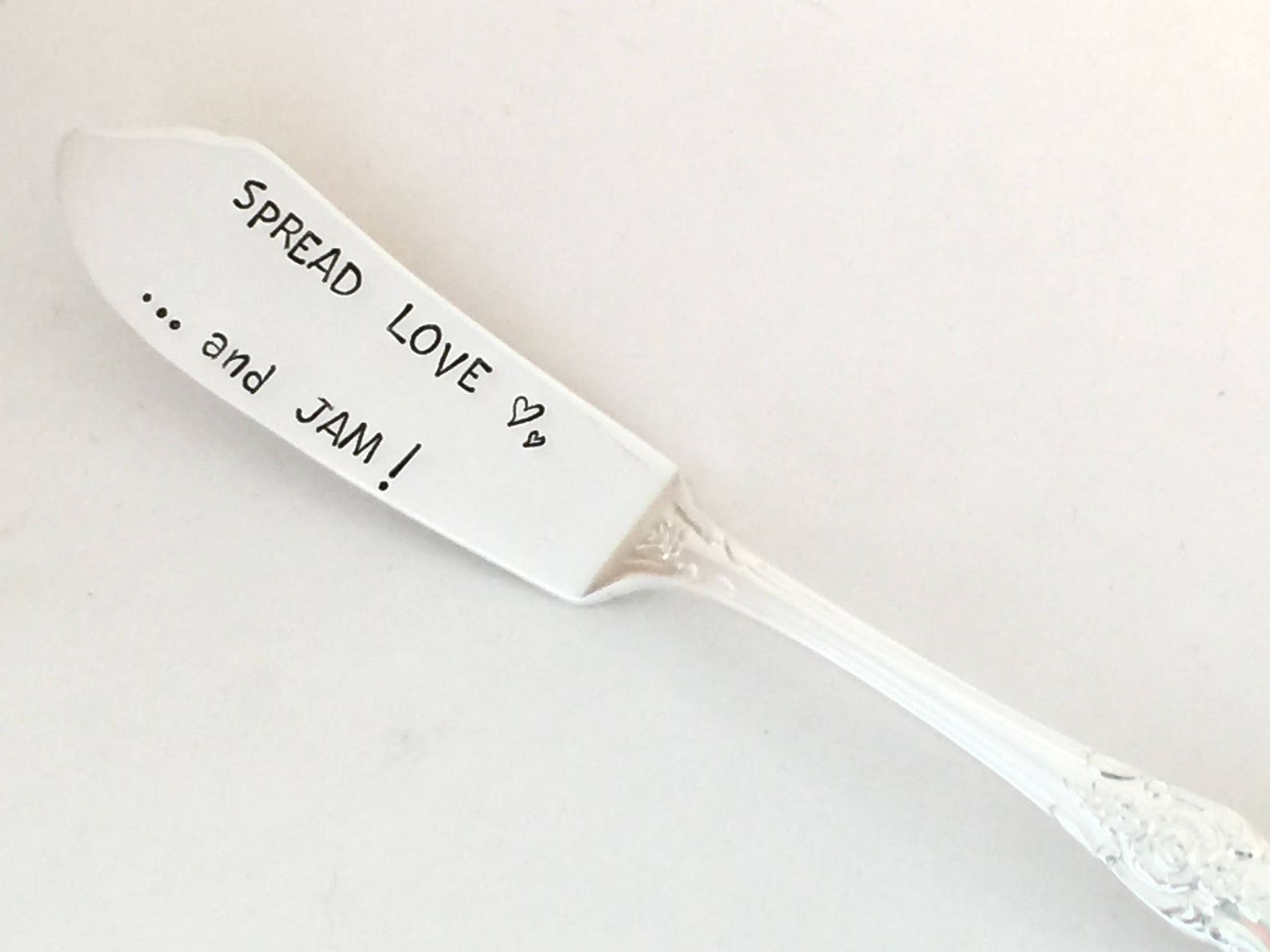 Spread love & jam knife vintage hand stamped silver plate Etsy