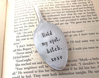 Custom spoon bookmarks, Flattened teaspoon bookmarks, Fun gift for bookworm friend, Book club gift, hand stamped bookmarks, Book loving gift