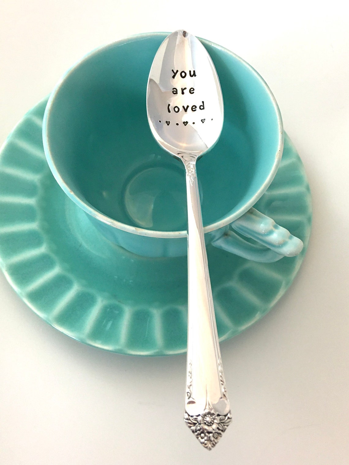 Vintage Hand Stamped Spoons You Are Loved Spoons Silver Etsy