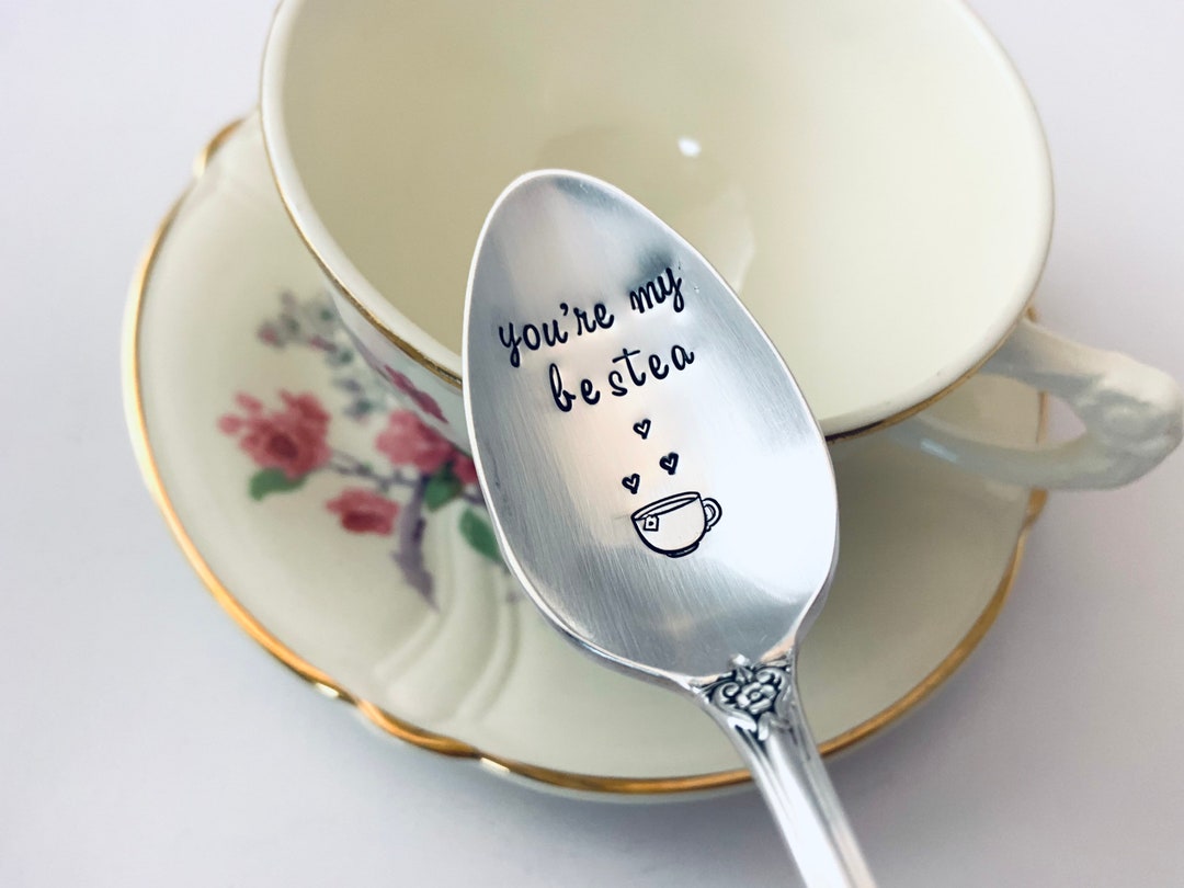 Customized Teaspoon, Besties Tea Spoon, Vintage Silverplate Spoons