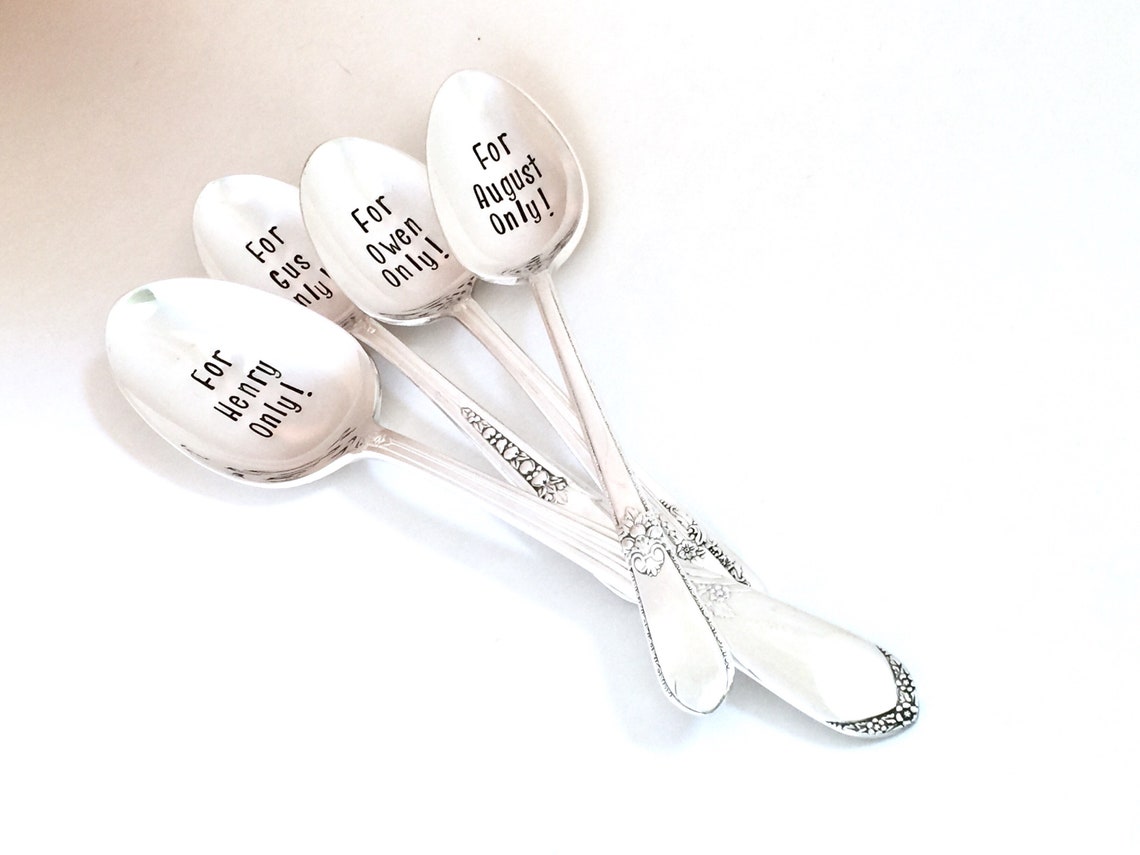 Custom Cereal Spoon Personalized Spoons Vintage Silver Etsy